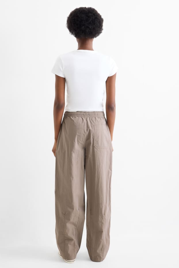 Damen - Stoffhose - Mid Waist - Barrel Leg - beige