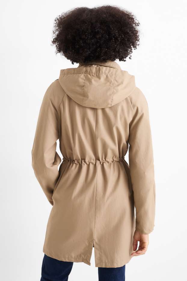 Women - Parka with hood - water-repellent - khaki