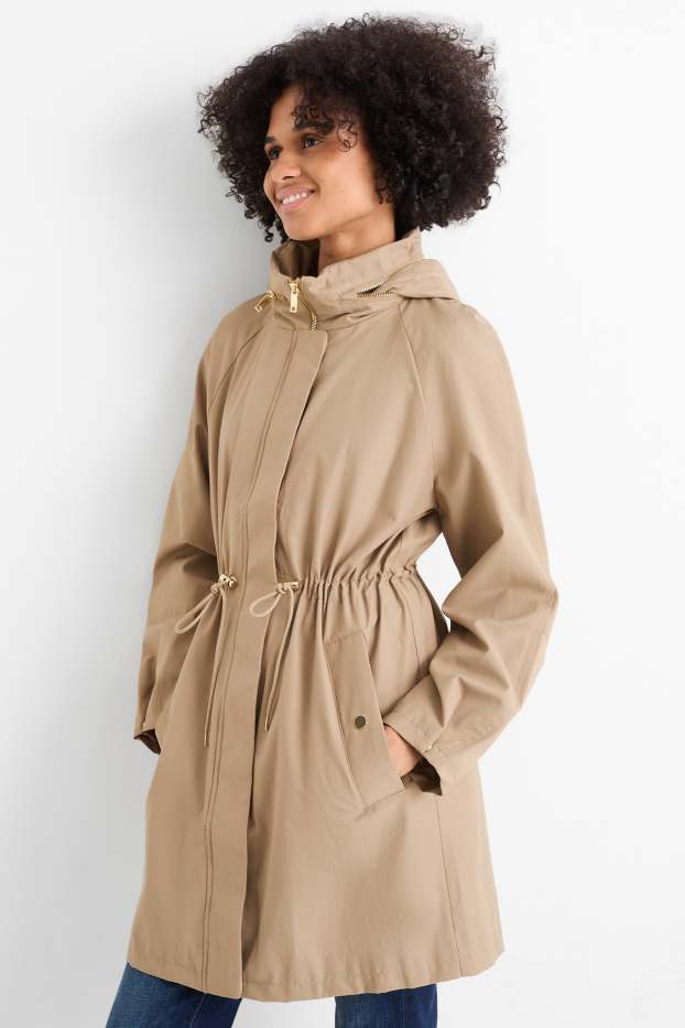 Women - Parka with hood - water-repellent - khaki