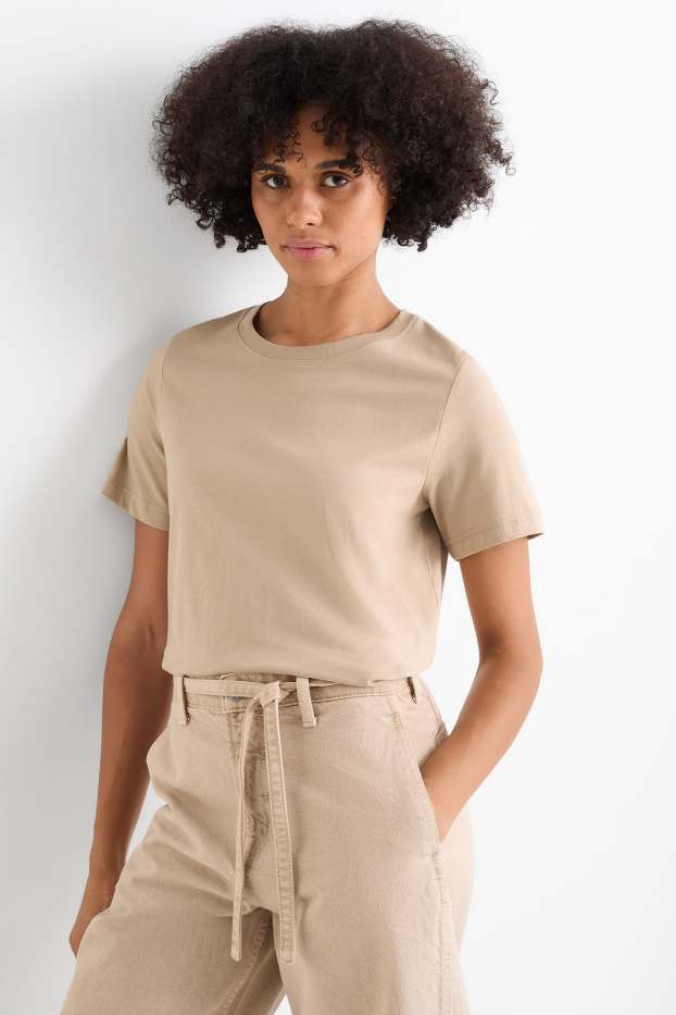 Damen - T-Shirt - Regular Fit - beige