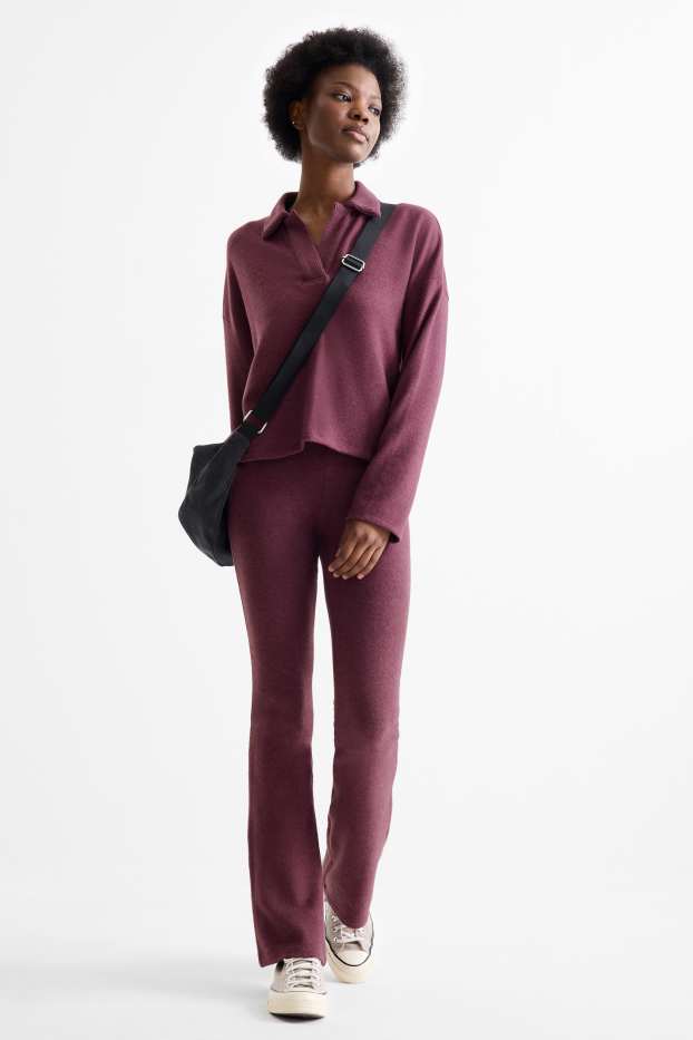 Dámské - Flared legíny - bordeaux