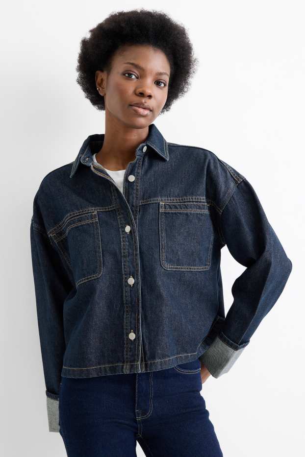 Femmes - Veste-chemise en jean - bleu foncé