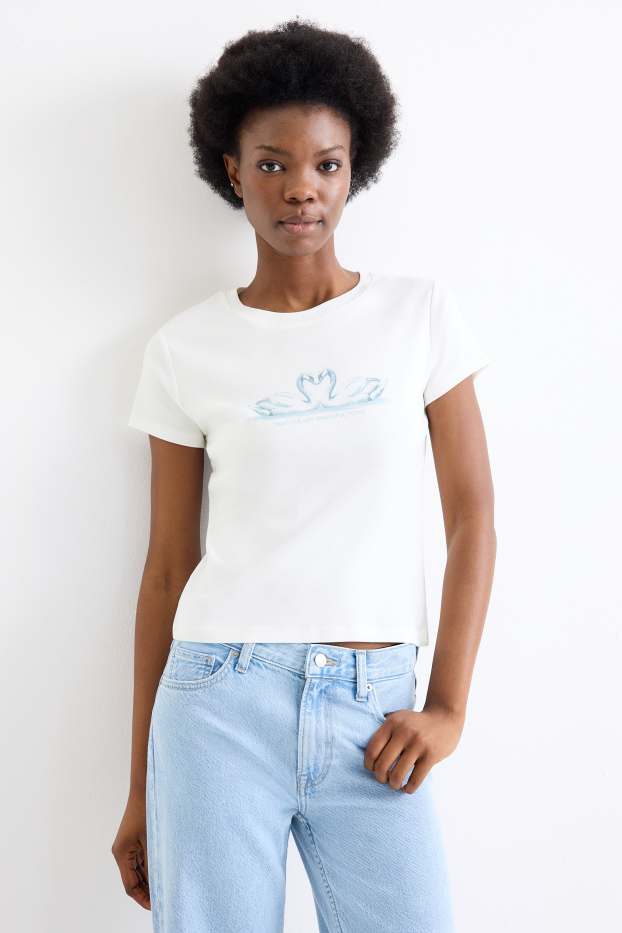 Donna - T-shirt - oversize - a coste - bianco