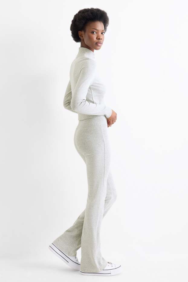 Damen - Flared Leggings - hellgrau-melange