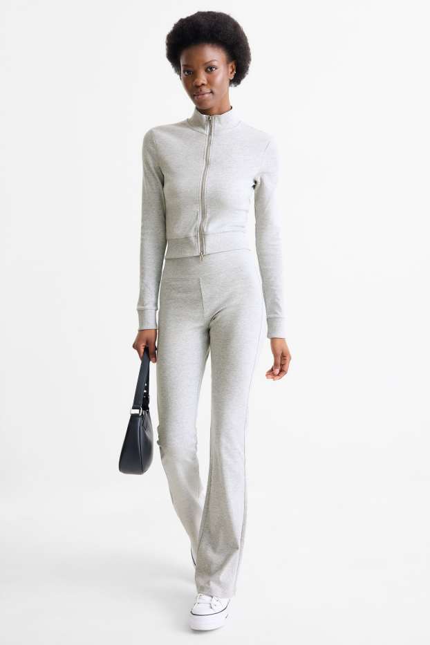 Damen - Flared Leggings - hellgrau-melange