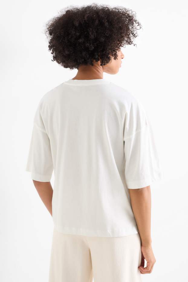 Dames - T-shirt - regular fit - glanseffect - wit