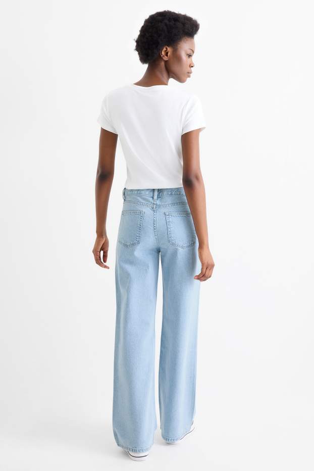 Femmes - Wide leg jean - low waist - jean bleu clair