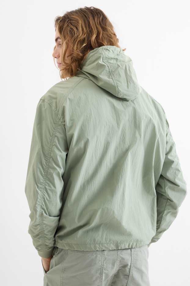 Herren - Jacke mit Kapuze - wasserabweisend - dunkelgrün