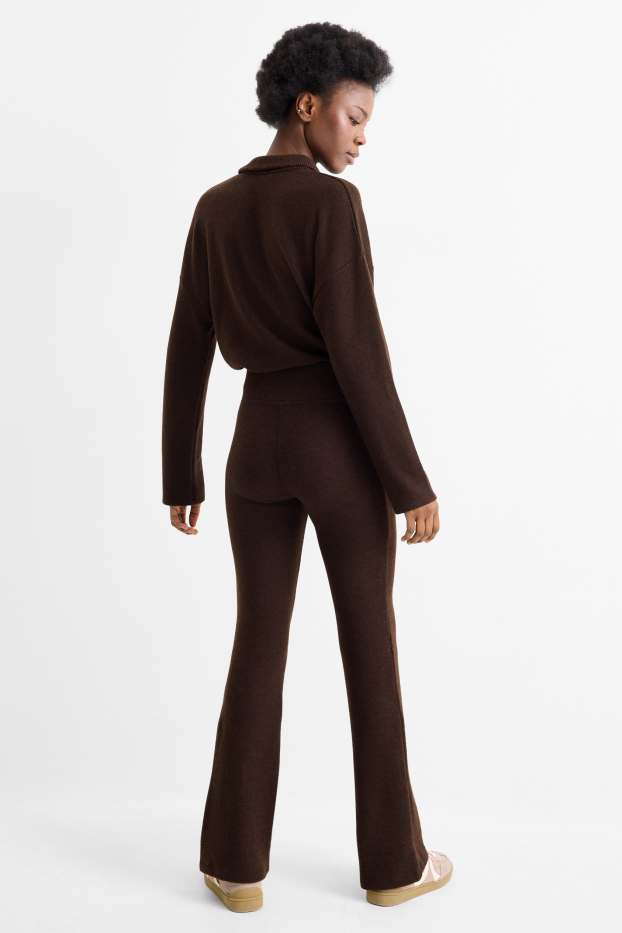 Dámské - Flared legíny - tmavohnědá