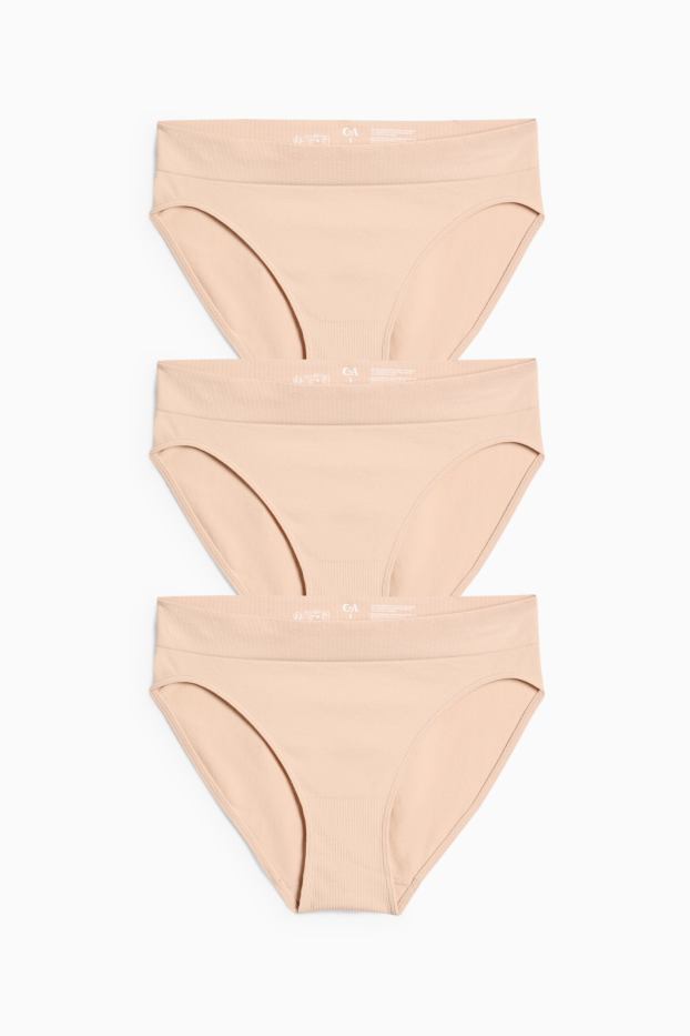 Damen - Multipack 3er - Slip - seamless - beige