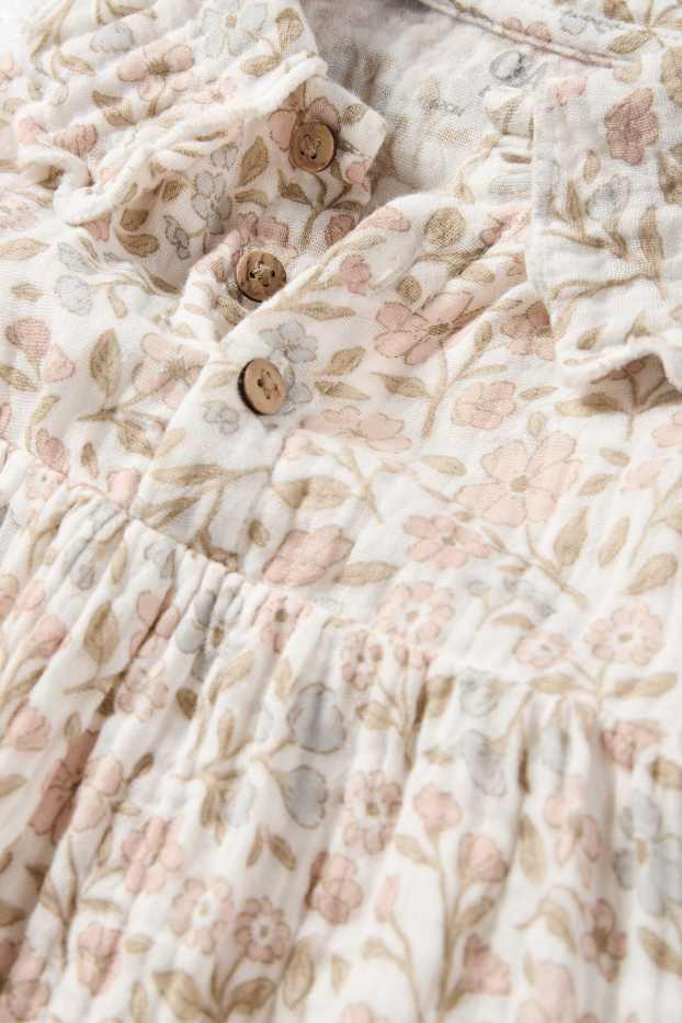 Baby: meisjes - Bloemetje - babyjumpsuit - crème wit