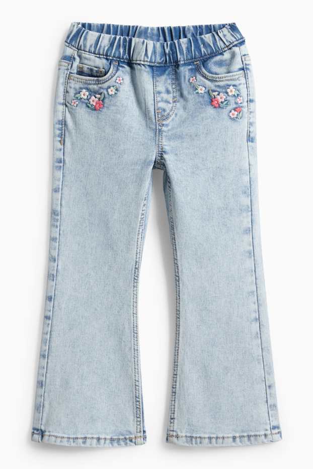 Kinder Mädchen - Blume - Flared Jeans - LYCRA® - helljeansblau