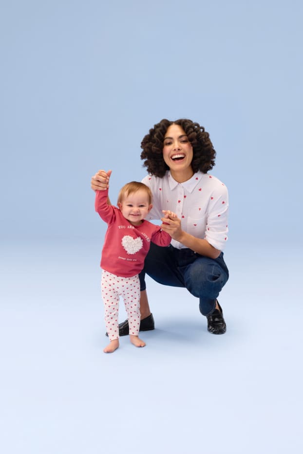 Bébés filles - Petit cœur - tenue bébé - 2 pièces - rose foncé