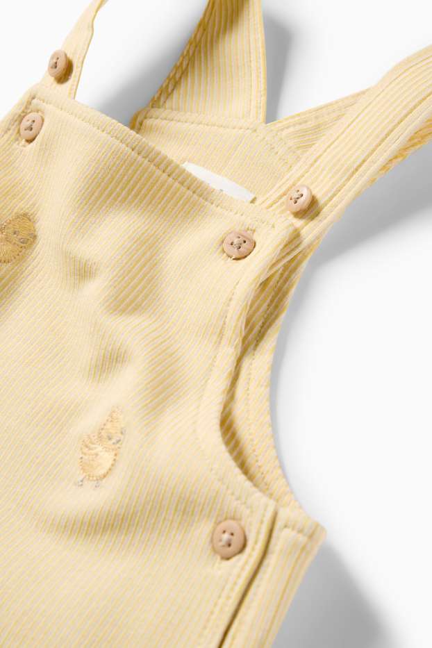 Unisex - Küken - Baby-Latzhose - gerippt - hellgelb