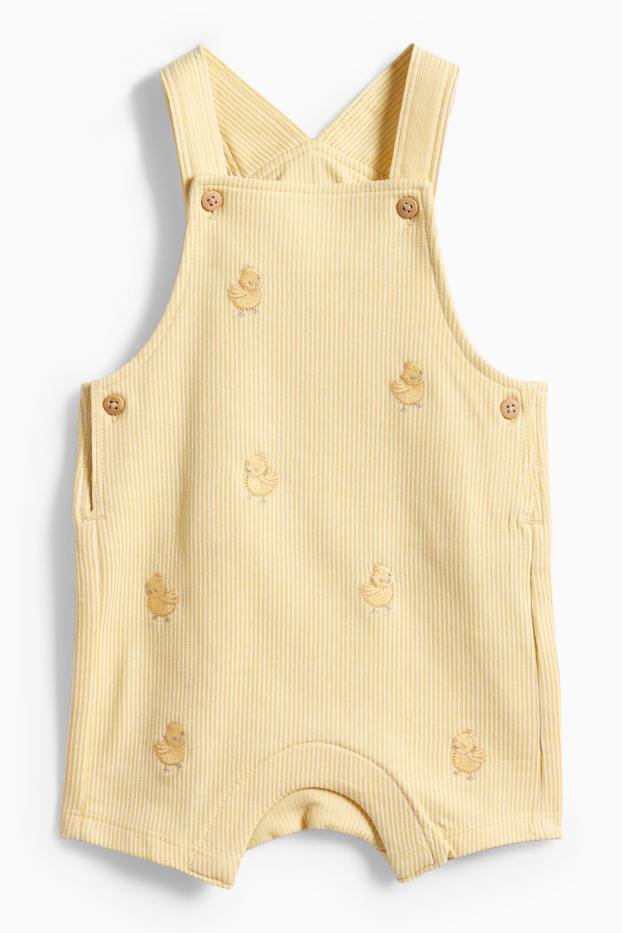 Unisex - Küken - Baby-Latzhose - gerippt - hellgelb