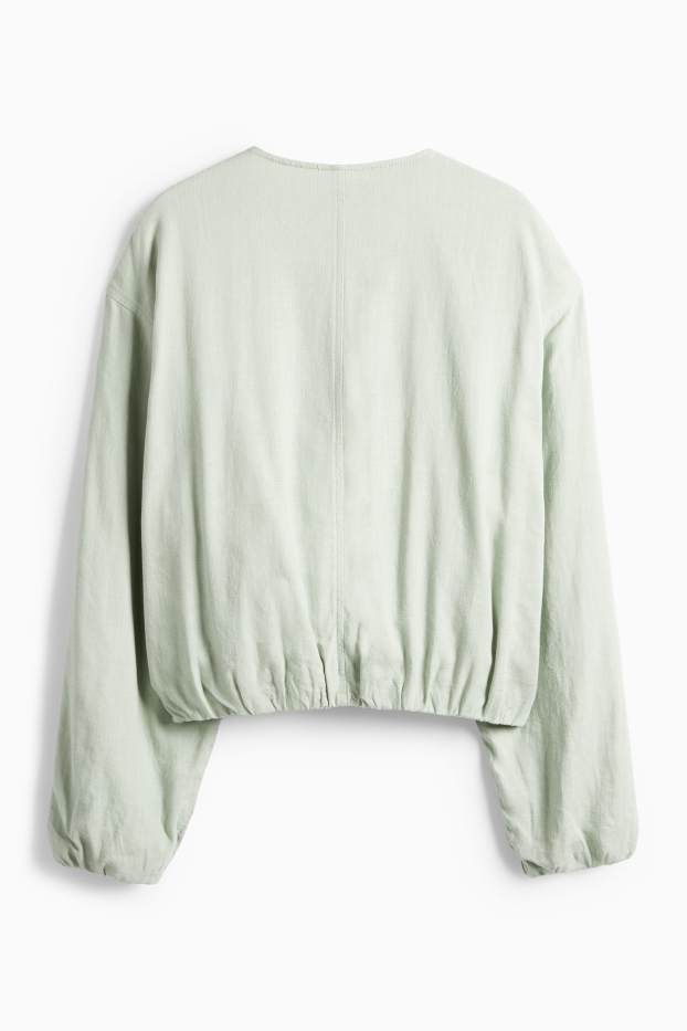 Femei - Bluzon cu conținut de in - verde mentă