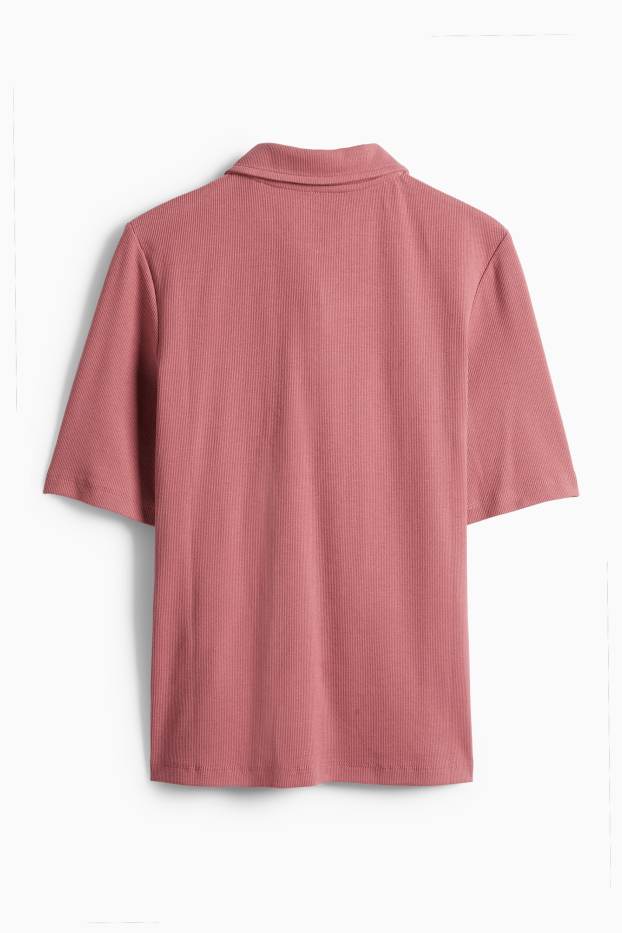 Damen - Poloshirt - Regular Fit - gestreift - dunkelrosa