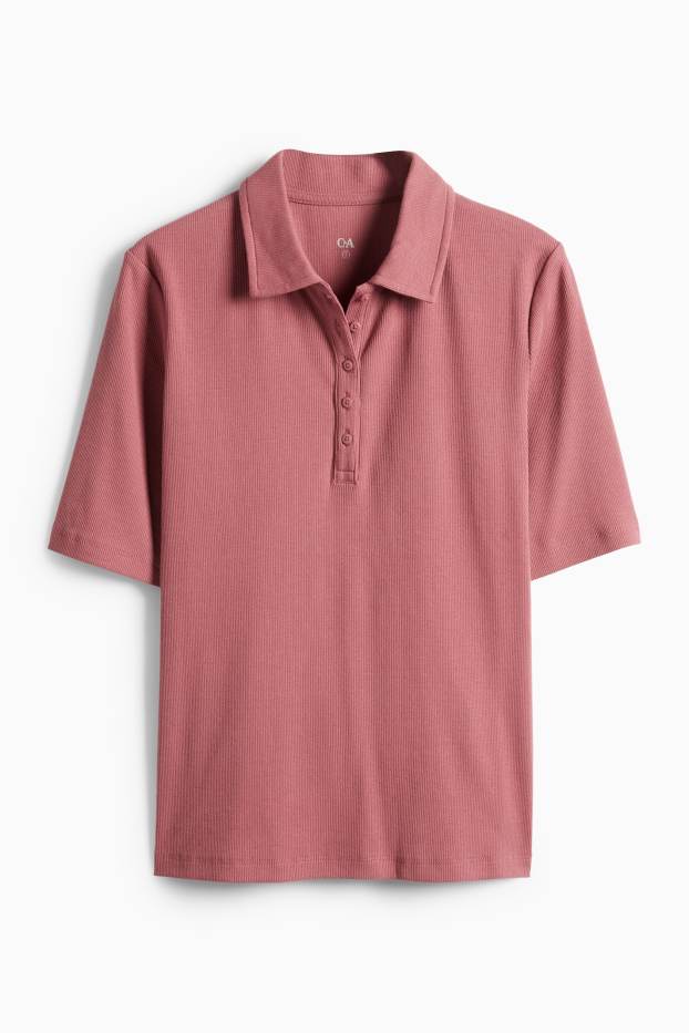 Damen - Poloshirt - Regular Fit - gestreift - dunkelrosa