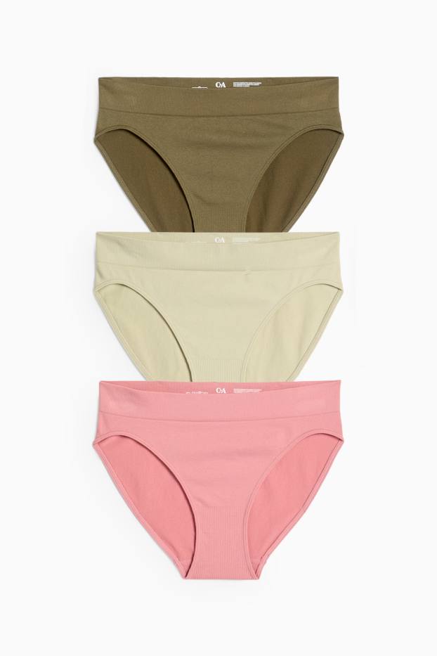 Damen - Multipack 3er - Slip - seamless - grün / rosa