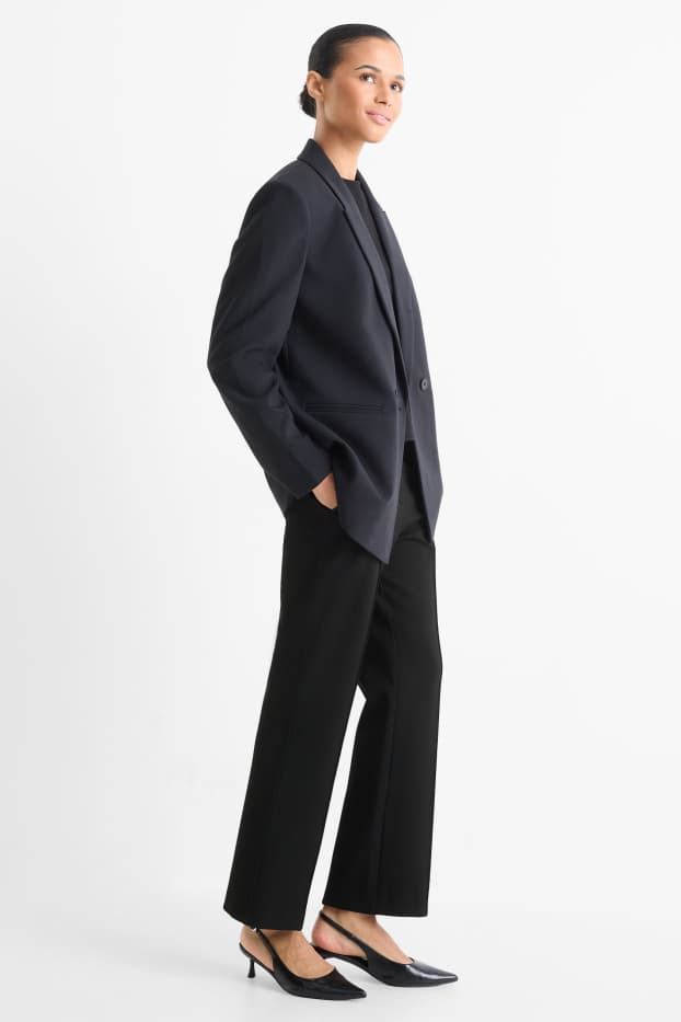 Dames - Pantalon - mid waist - flared - zwart