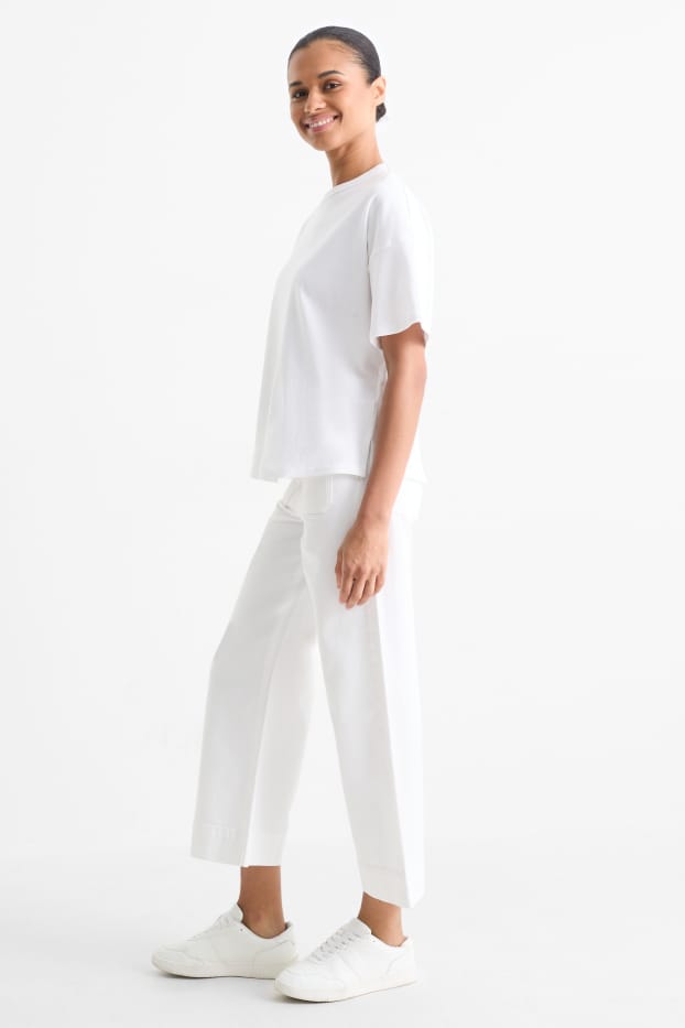 Dona - Wide Leg Jeans amb cinturó - mid waist - blanc
