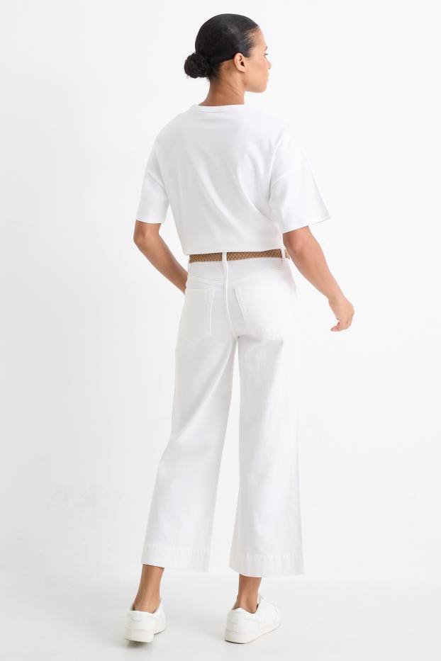 Dona - Wide Leg Jeans amb cinturó - mid waist - blanc