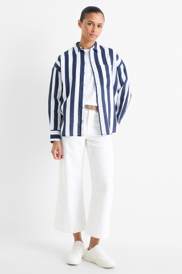 Dona - Wide Leg Jeans amb cinturó - mid waist - blanc