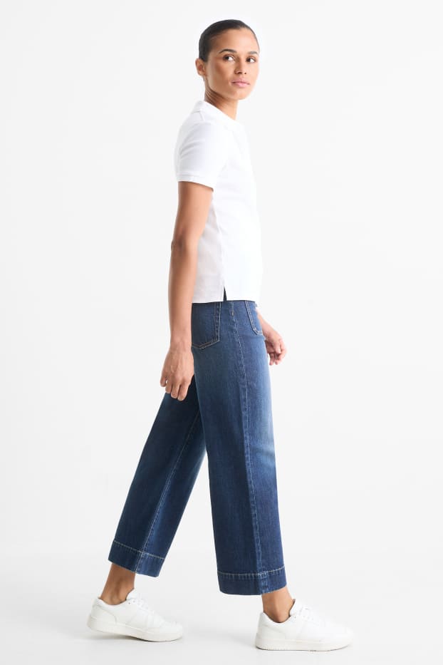 Damen - Wide Leg Jeans - Mid Waist - dunkeljeansblau