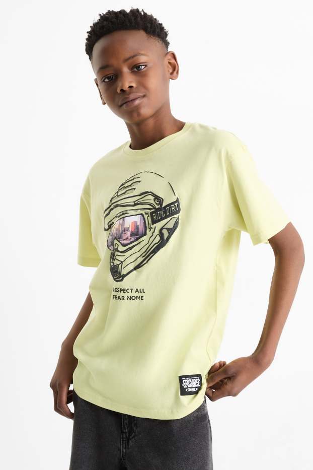 Kinderen: jongens - Integraalhelm - T-shirt - lichtgeel
