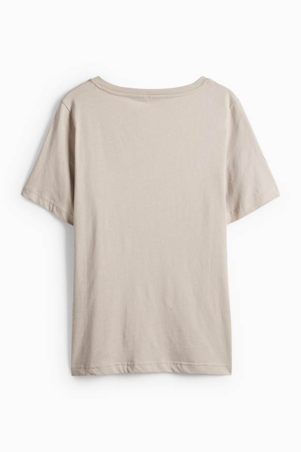 Donna - T-shirt scollo a V - regular fit - beige