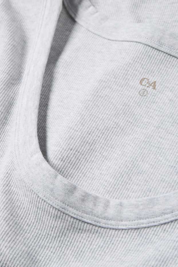 Damen - T-Shirt - Regular Fit - gerippt - hellgrau