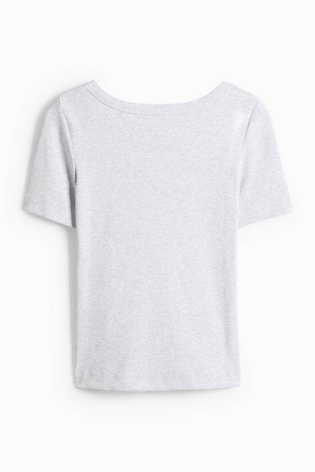 Damen - T-Shirt - Regular Fit - gerippt - hellgrau