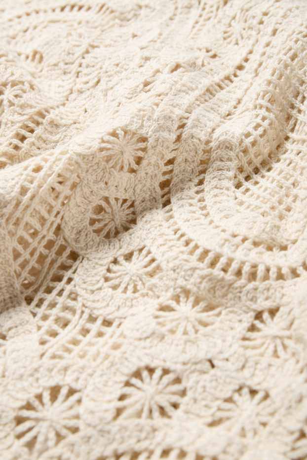 Damen - Crochet-Pullover - cremeweiss