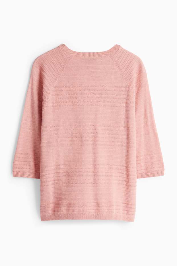 Femei - Pulover - amestec de in - structurat - roz închis