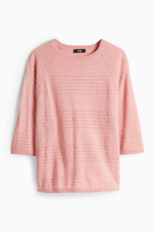 Femei - Pulover - amestec de in - structurat - roz închis