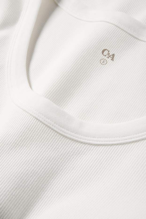 Femmes - T-shirt - regular fit - côtelé - blanc