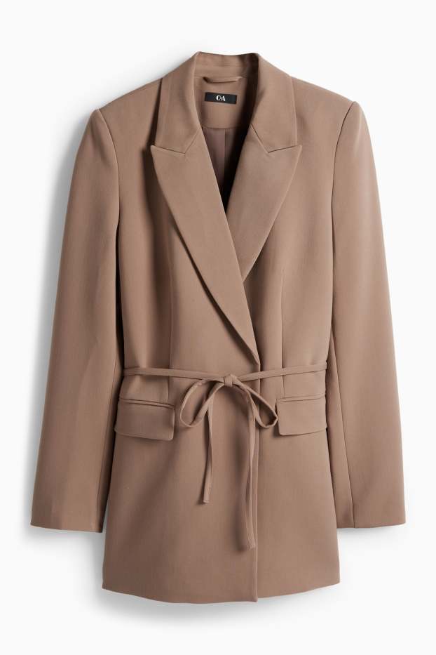 Femei - Blazer lung - relaxed fit - maro deschis