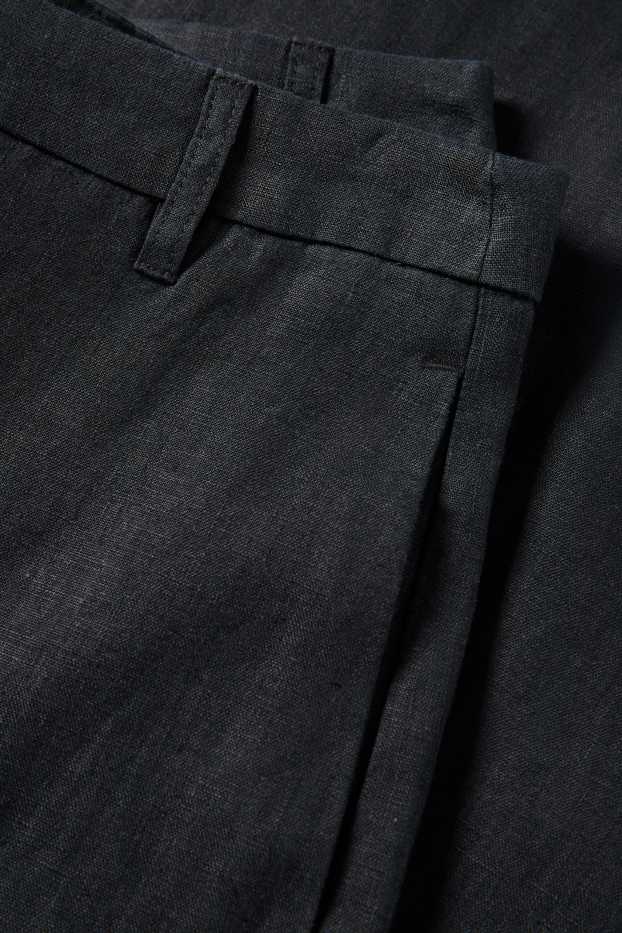 Dames - Linnen broek - high waist - wide leg - zwart