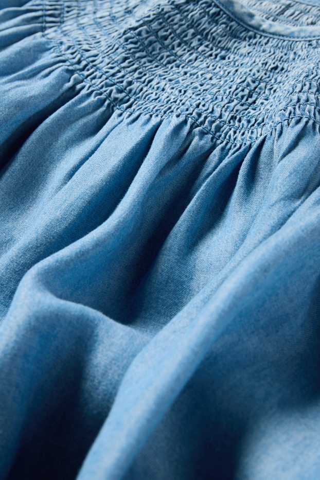 Femei - Bluză - aspect de jeans - cu fronseuri - albastru