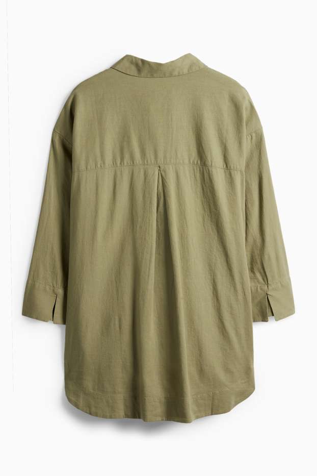 Damen - Bluse - Leinen-Mix - khaki