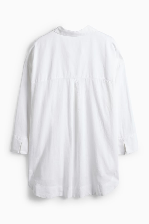 Femei - Bluză - amestec de in - alb