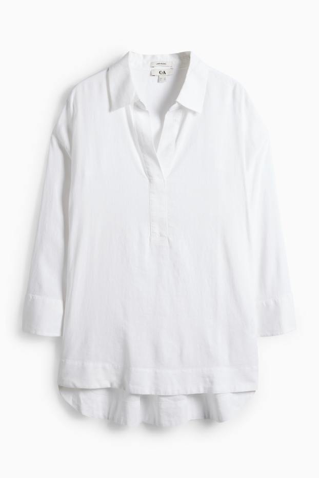 Femei - Bluză - amestec de in - alb