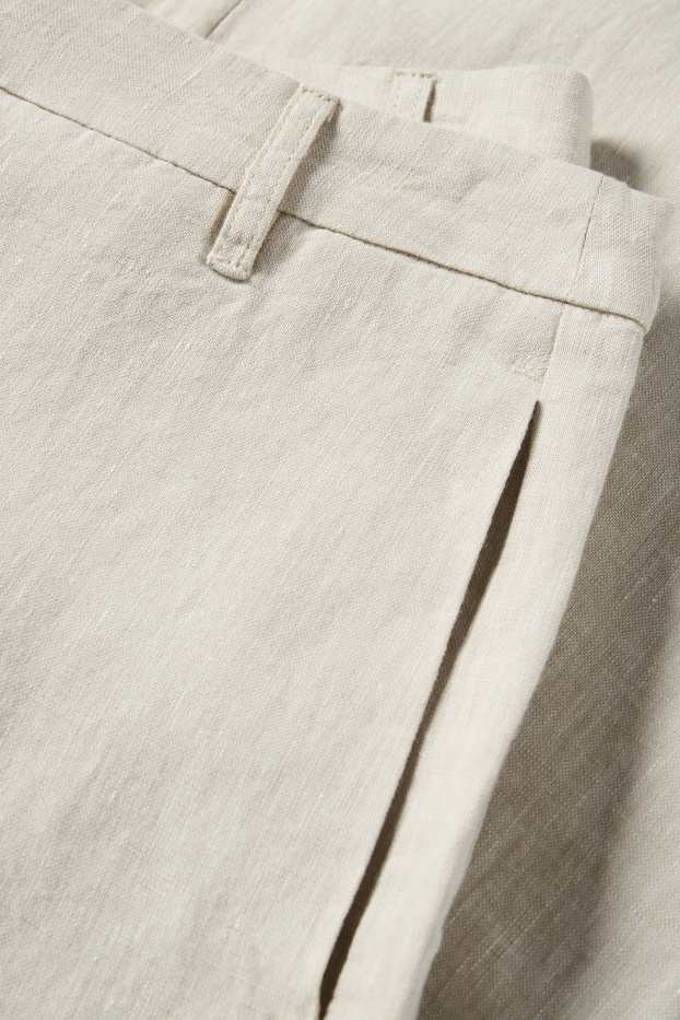 Dames - Linnen broek - high waist - wide leg - beige