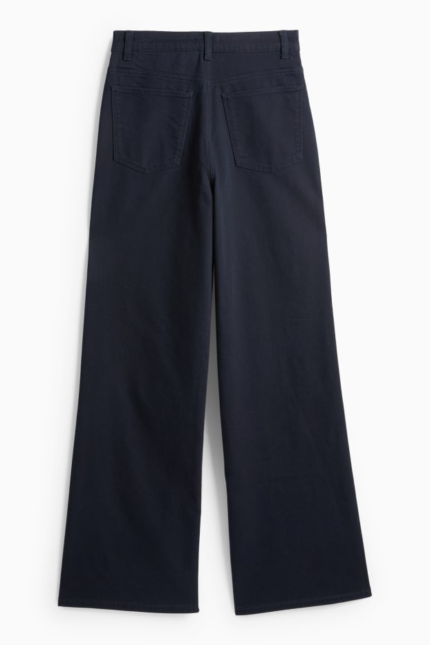 Femmes - Pantalon en toile - high waist - wide leg - bleu foncé
