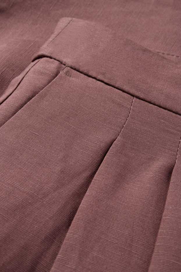 Donna - Pantaloni business misto lino - vita alta - regular fit - marrone