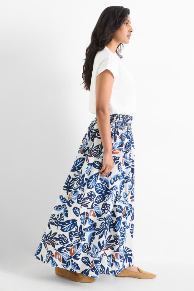Women - Skirt - patterned - dark blue / white