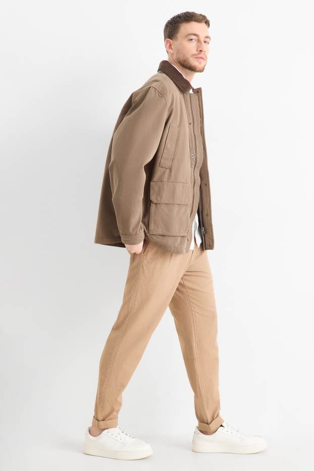 Men - Chinos - tapered fit - linen blend - beige