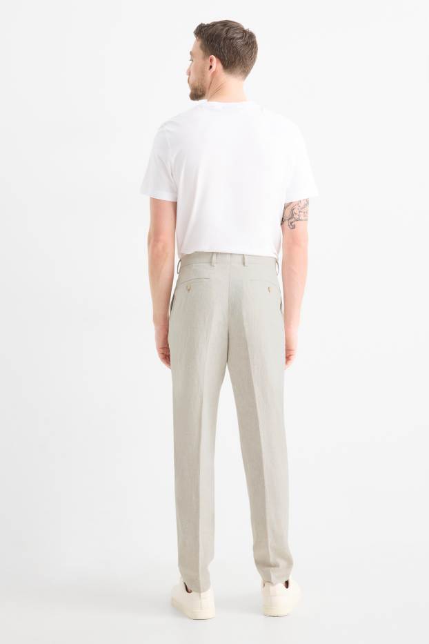 Herren - Baukasten-Hose - Regular Fit - Leinen-Mix - hellbeige