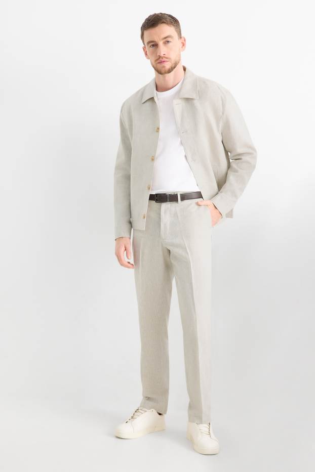 Herren - Baukasten-Hose - Regular Fit - Leinen-Mix - hellbeige