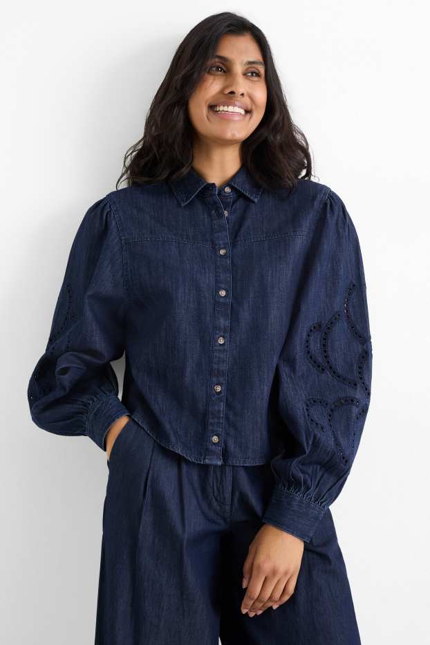 Dona - Camisa texana - blau fosc